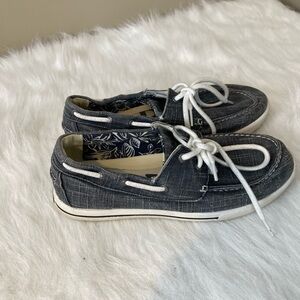 LL Bean Casual canvas Gray Boat Shoes with White Laces